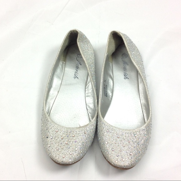 silver shiny flats